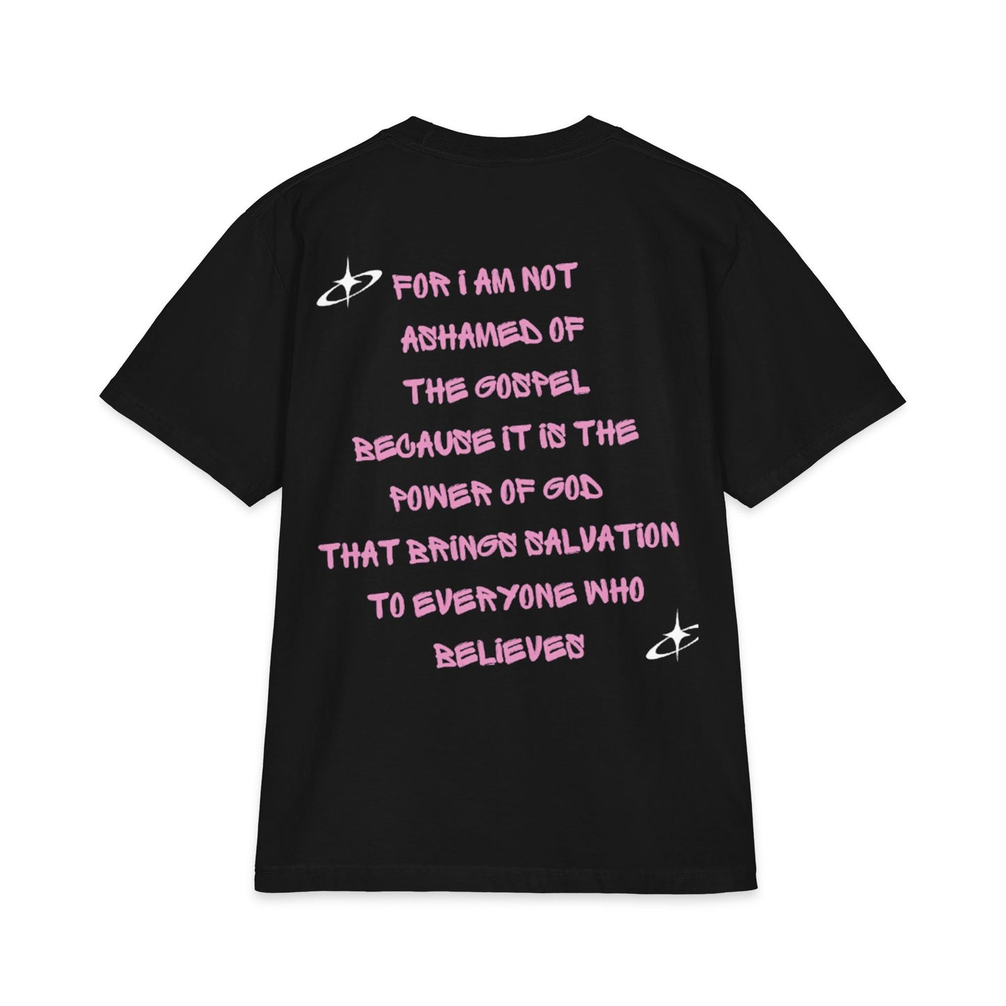 Romans 1:16 Graphic Tee (Baby Pink)